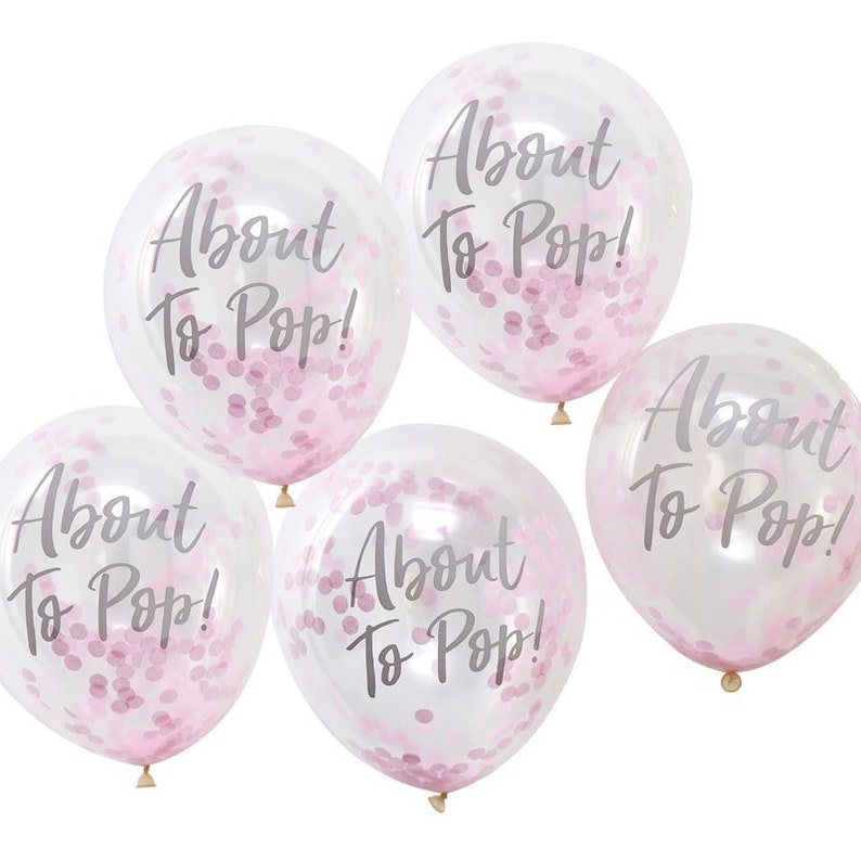 About To Pop Baby Shower Confetti Balloons Pink Party Decorations