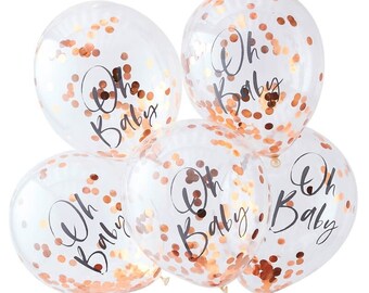 Oh Baby Shower Rose Gold Confetti Balloons Party Decorations