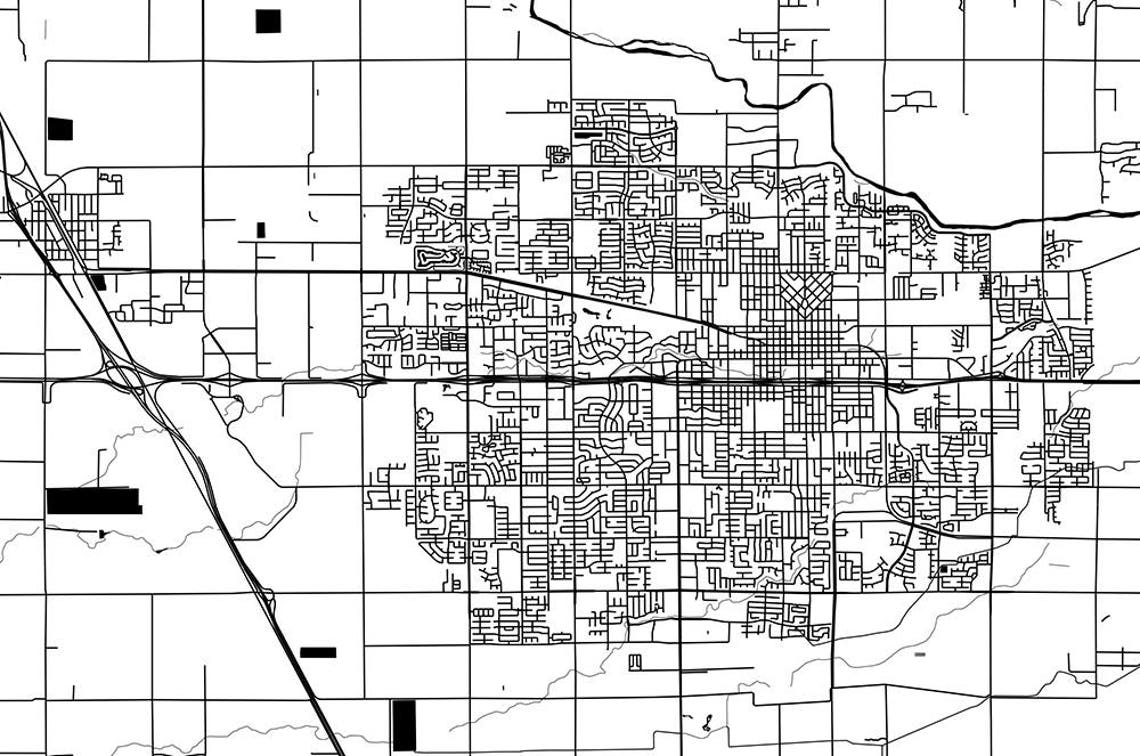 Visalia California City Map Large Canvas Print Wall Art Etsy