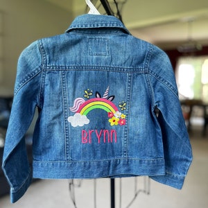 Rainbow unicorn denim jacket