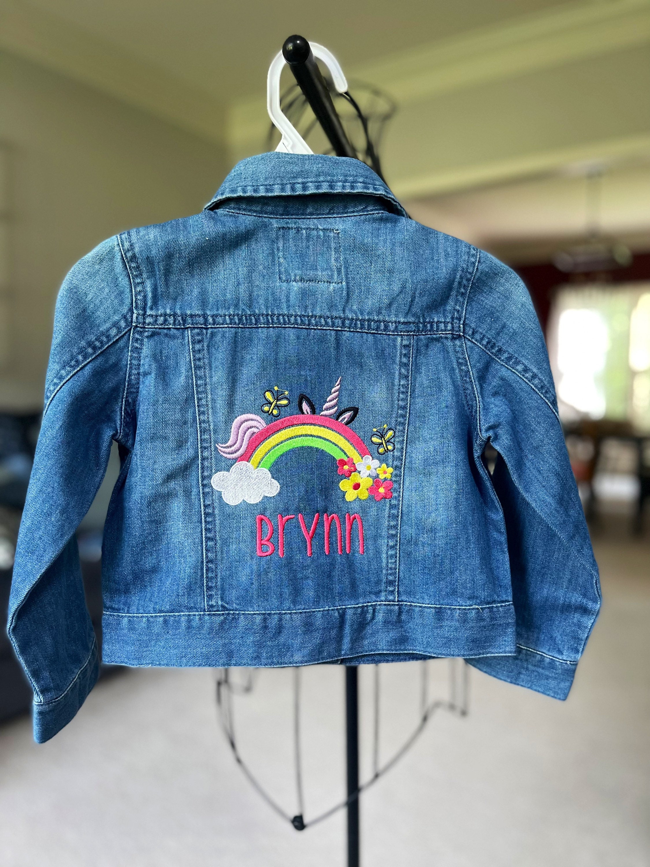 Rainbow Unicorn Denim Jacket - Etsy
