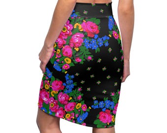Masani Scarf Native Florals pencil skirt 3 colors 6 sizes