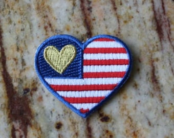 I Love USA America Flag Independence Day 4th of July Patriotic Heart Shape Freedom 250 Anniversary Country America Fun Patch Embroidered