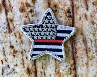 Back the Red Line Star Flag Fire Fireman Station Appreciation Fun Patch Service Community Embroidered First Responder Southern Jiovanna