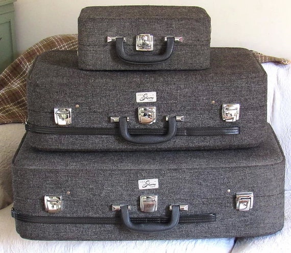 Grey Tweed Skyway Luggage Set