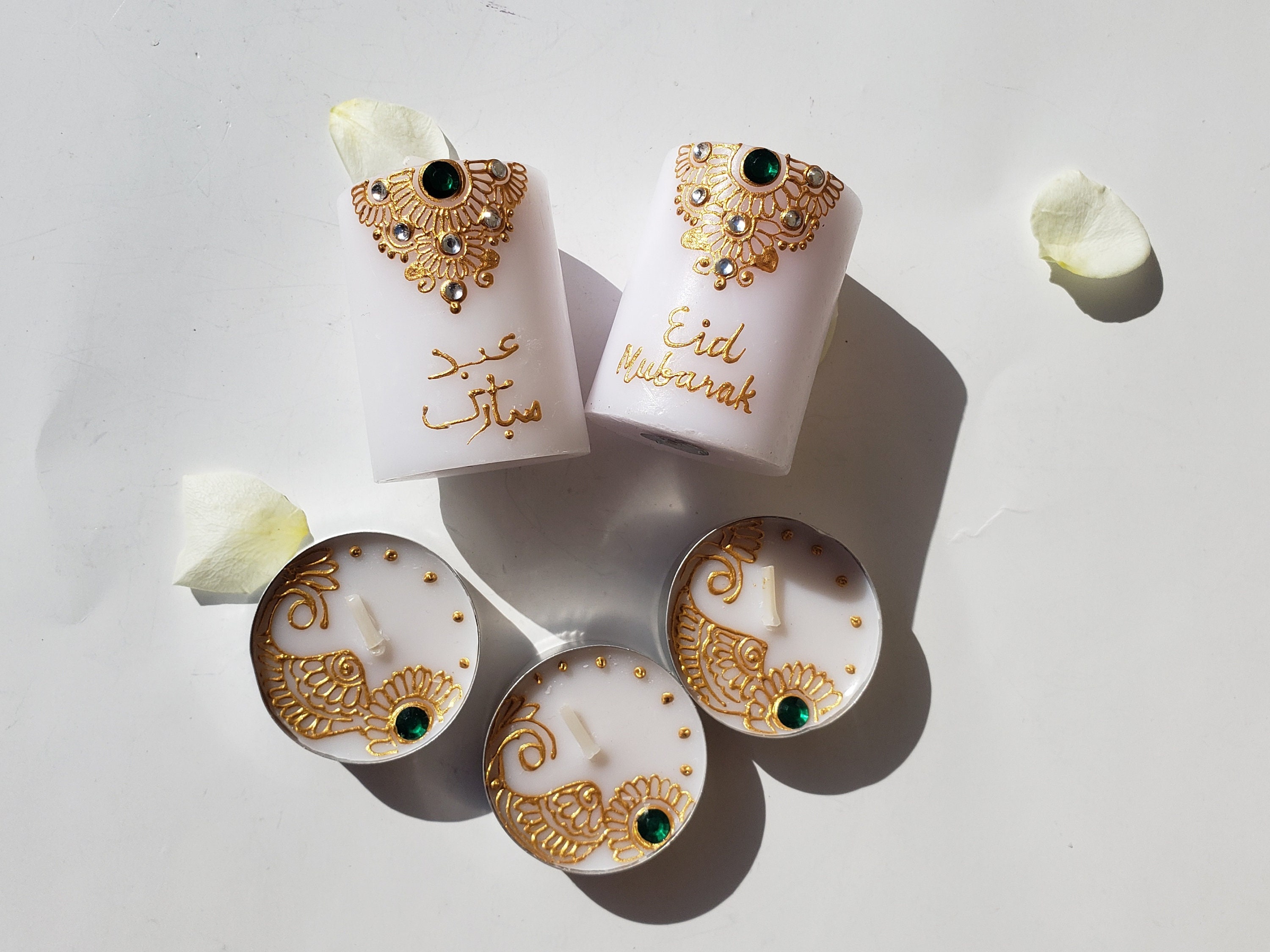 Ramadan & Eid decor/ Eid candles Golden Blue Handpainted Etsy