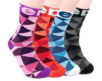 Dress Socks Bundle (4), Dress Purple, Red, Blue and Black Socks - Funky, Cool, Men, Women, Happy, Wild, Fun, Novelty, Colourful, Bright