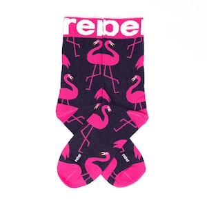 Flamingo Socks, Funky, Unisex, Casual, Dress, Men, Women – Happy, Soft, Fun Novelty, Cool Birthday Gift, Bright, Cute, Bold