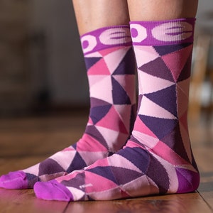 Purple Socks, Argyle Unisex Socks - Funky Socks, Dress Socks, Men, Women – Happy Soft Fun Casual Novelty Cool Gift Colourful, Justin Trudeau