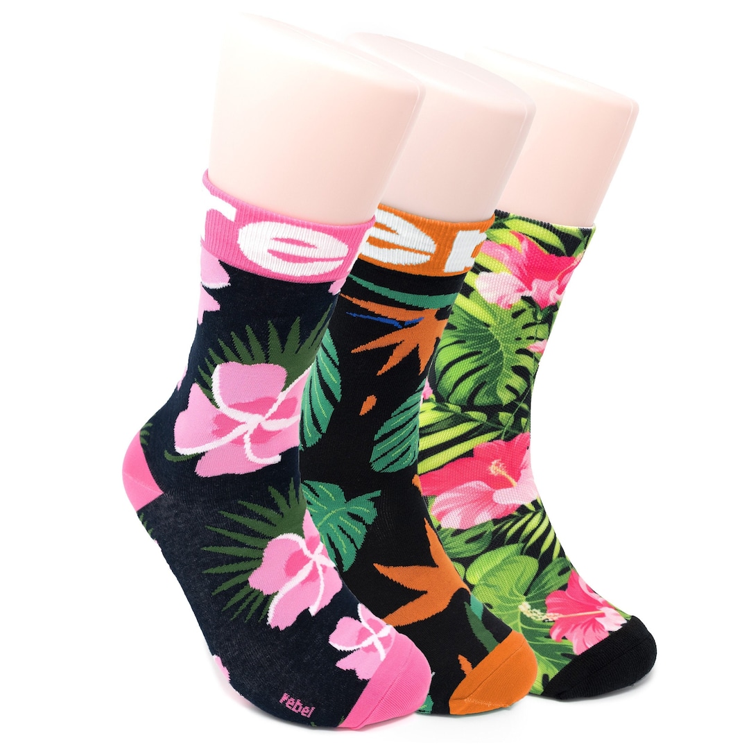 Floral Socks Bundle (3), Funky Ice Cream, Lemon and Flamingo Socks ...