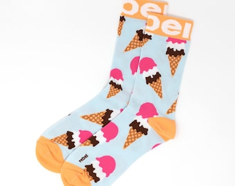 Ice Cream Socks, Funky Unisex Socks - Casual Socks, Dress Socks, Men Women, Happy, Soft, Fun Novelty, Cool Birthday Gift, Bright, Cute, Bold
