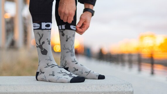 Deer Socks, Funky Unisex Socks - Casual Socks, Dress Socks, Men, Women - Happy, Soft, Fun Novelty, Cool Birthday Gift, Moose, Gift, Wedding