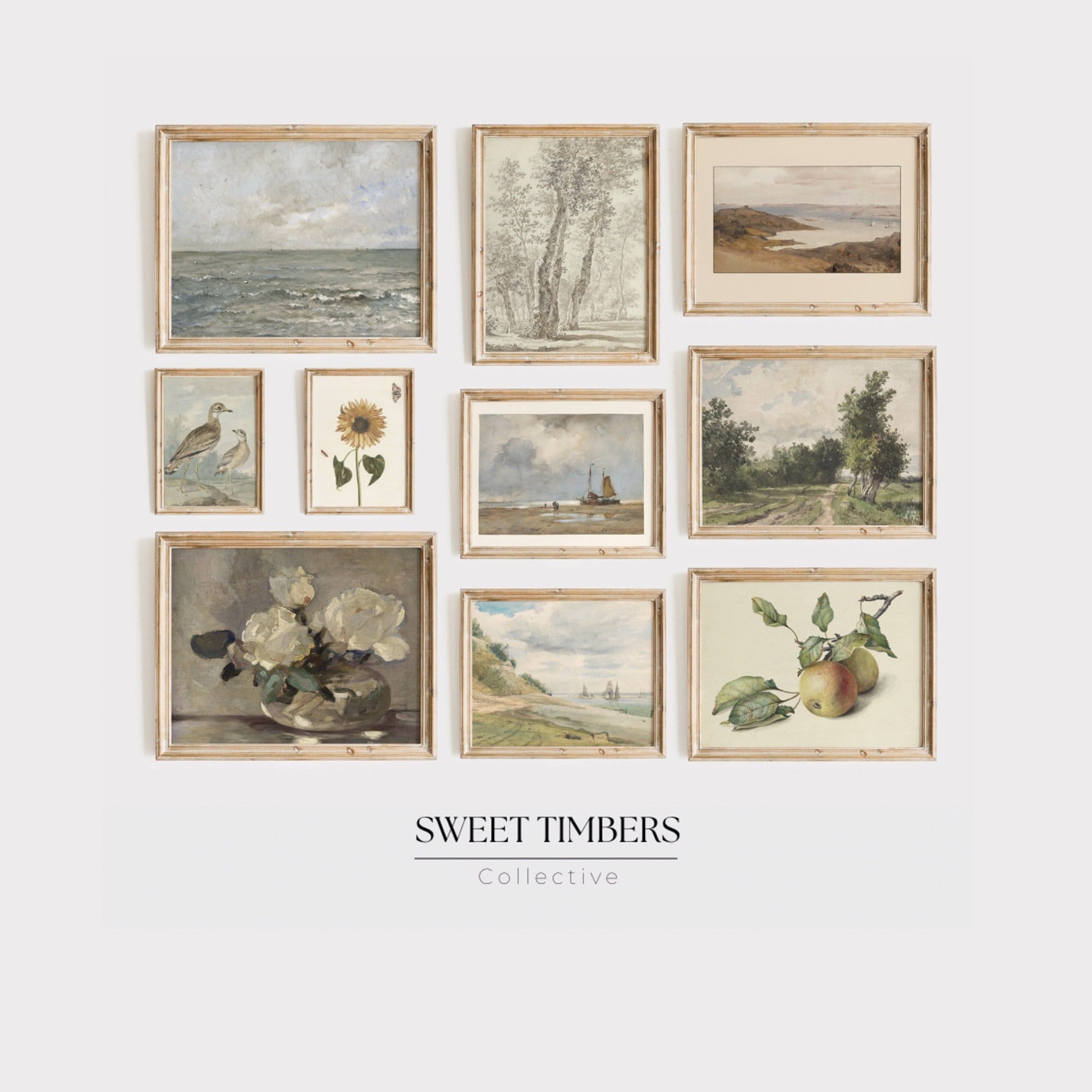 Printable Vintage Gallery Wall Art SET Antique Prints Warm Aesthetic ...