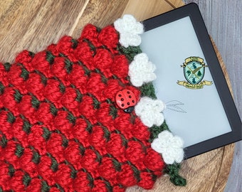 MADE TO ORDER Strawberry Stitch eReader Sleeve - Customizable for Kindle, Nook, Boox