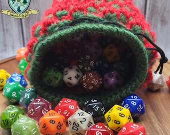 MADE TO ORDER Strawberry Crochet Dice Bag - Cottagecore Druid DnD Accessory