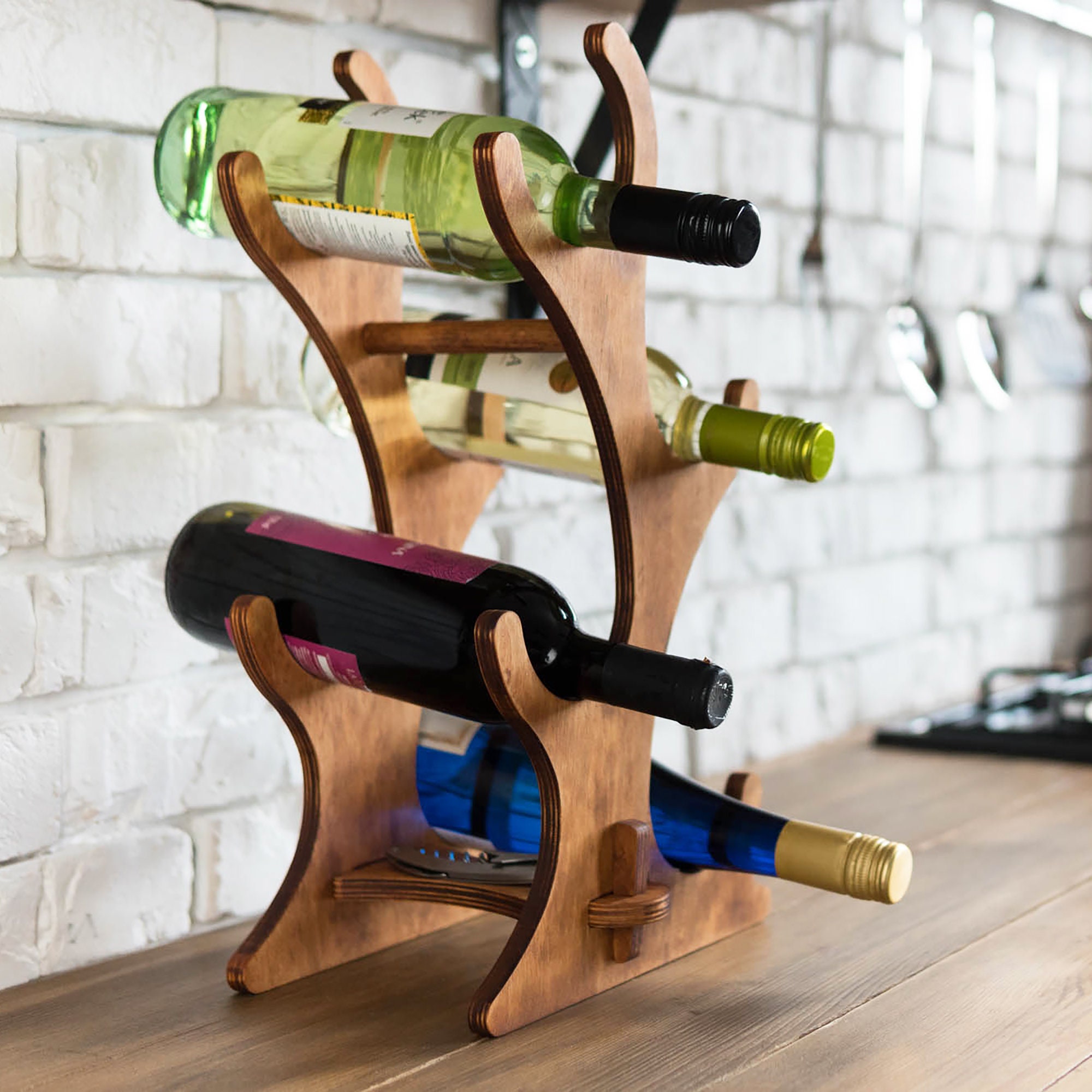 Wooden Tabletop Wine Rack Foldable and Functional Tabletop Etsy