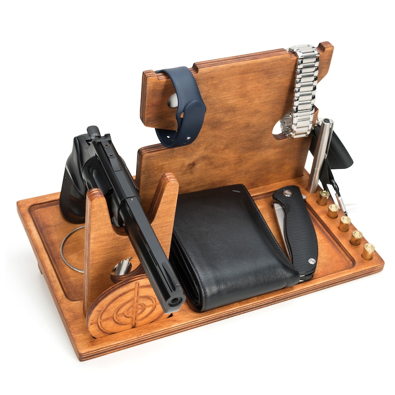 Gun Stand Functional EDC Gun Tray Organizer Wooden Phone Etsy