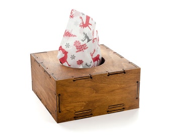 Tissue Napkin Box Wooden Decorative Tissue and Napkin Holder with Slide - Out Bottom Panel for Living Room Office - Mother's Day Gifts