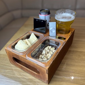 Couch Bar - Couch Armrest Table -Couch Butler -Wood Couch Tray -Drink And Snack Holder For Sofa -Living Room Accessory -Snack Tray For Couch