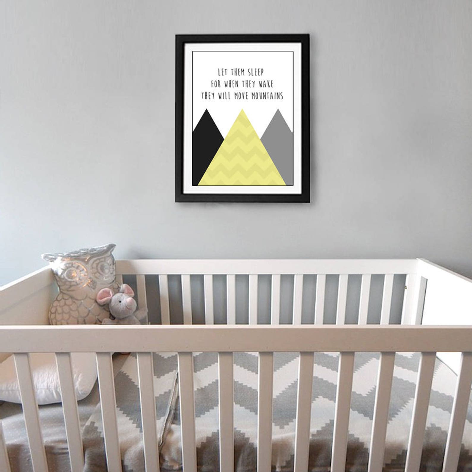 Yellow Nursery Art, PRINTABLE, Let Them Sleep for When They Wake They