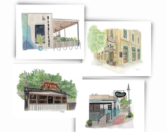 Art Prints &#39;TX BBQ Spots&#39; Separates and Bundles of Terry Blacks, Franklins, Lamberts