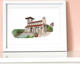 Art Print ‘Chapel Dulcinea’ / Best of Austin Collection of Watercolors Printed ATX Austin, Texas Chapel, Wedding Venue Gift Anniversary