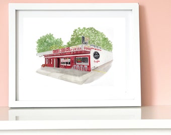 Art Print ‘Home Slice Pizza’ // Best of Austin Collection of Watercolors Printed ATX Austin, Texas SoCo