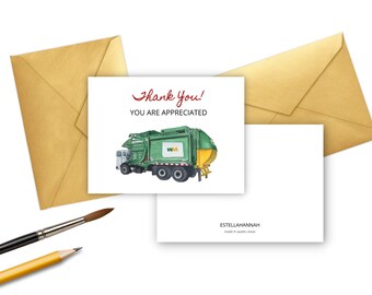 Thank You Garbage Truck Notecards / Merry Christmas Garbage Truck Man