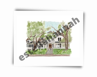 Digitaal kunstbestand &#39;Matties&#39; // Best of Austin-collectie aquarellen gedrukt ATX Austin, Texas, trouwlocatie cadeau verjaardag