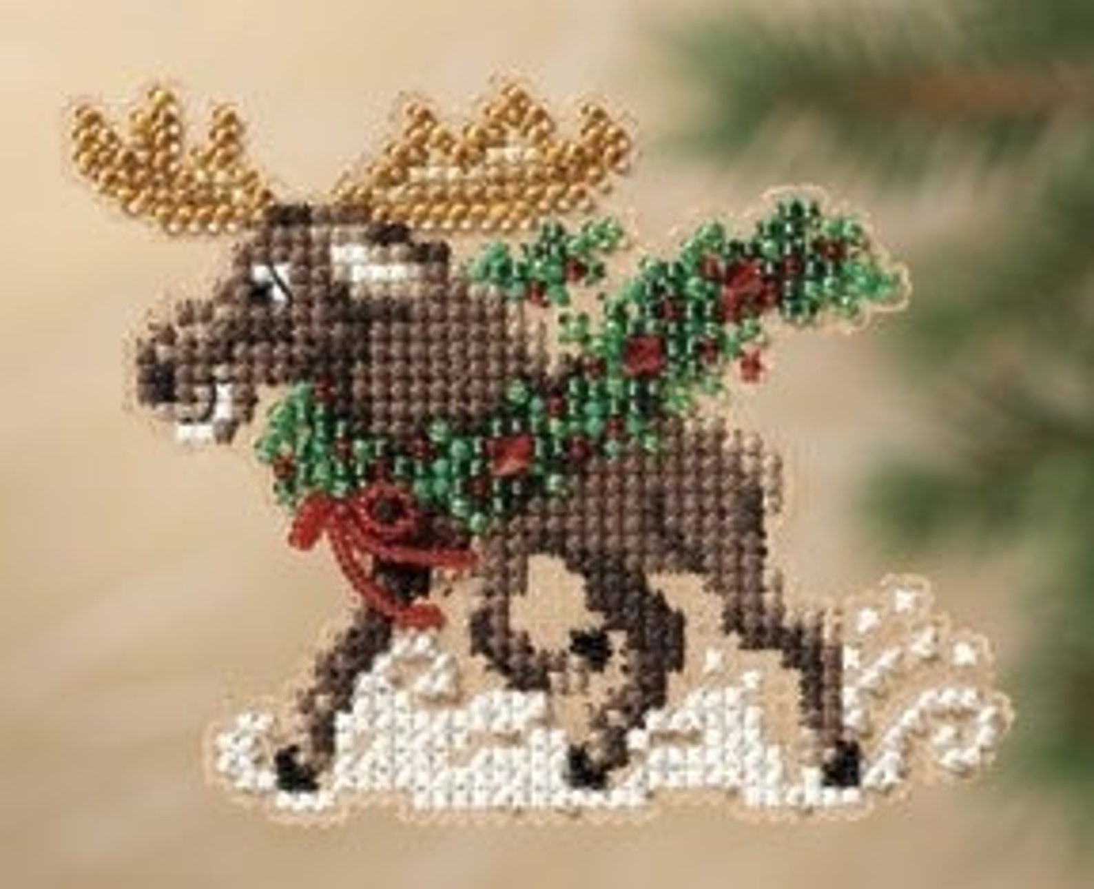 MERRY MOOSE ORNAMENT Cross Stitch Embroidery Kit Mill Hill | Etsy
