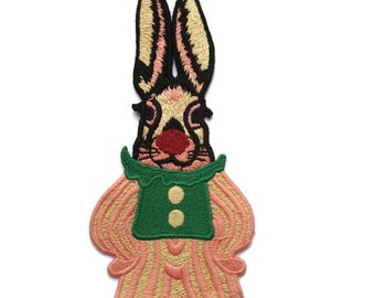 Circus Performing Rabbit Rockabilly Soft Tapestry Applique patch 9.5"