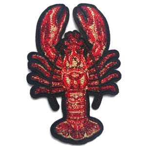 Lobster Embroidered Cut Out Iron On Patch Applique Quality 4.75&quot;