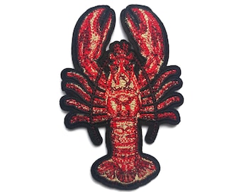 Lobster Embroidered Cut Out Iron On Patch Applique Quality 4.75"