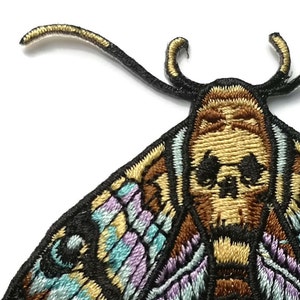 Death Head Moth Embroidered Patch Occult Mystic Lecter Skull Biker Iron On image 4