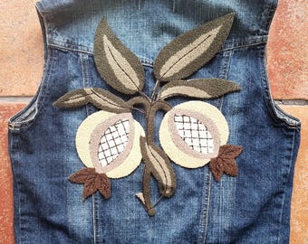 Großer texturierter gestickter Persimmon Fruit Patch - zum annähen