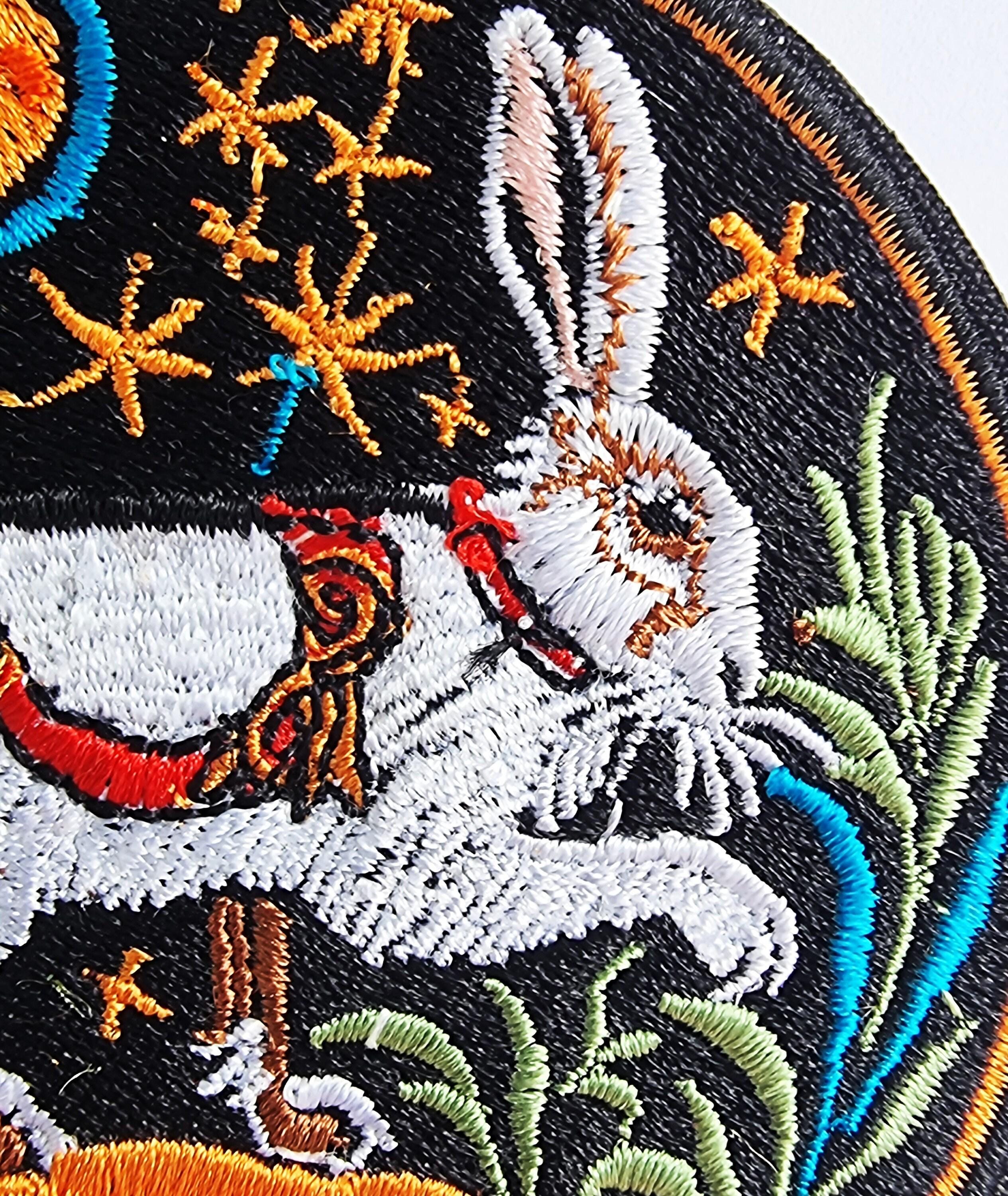 Medieval Royal Hare Travelling by Moonlight. Folklore Embroidered Iron ...