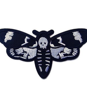Death Head Moth Embroidered Patch Occult Mystic Lecter Skull Biker Iron On