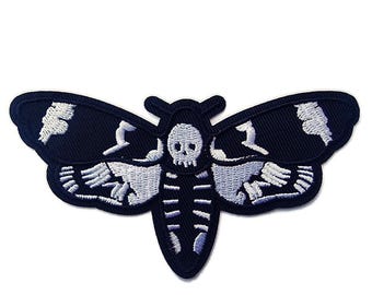 Death Head Moth Embroidered Patch Occult Mystic Lecter Skull Biker Iron On