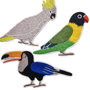 Papagei Kakadu Tukan gestickter Aufnäher Vogel Applikation Bügelbild Papagei