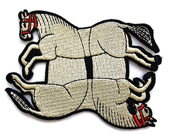 Medieval Folklore Embroidered Eternal Horse Knot Bestiary Cut Out Iron On Patch Applique Quality