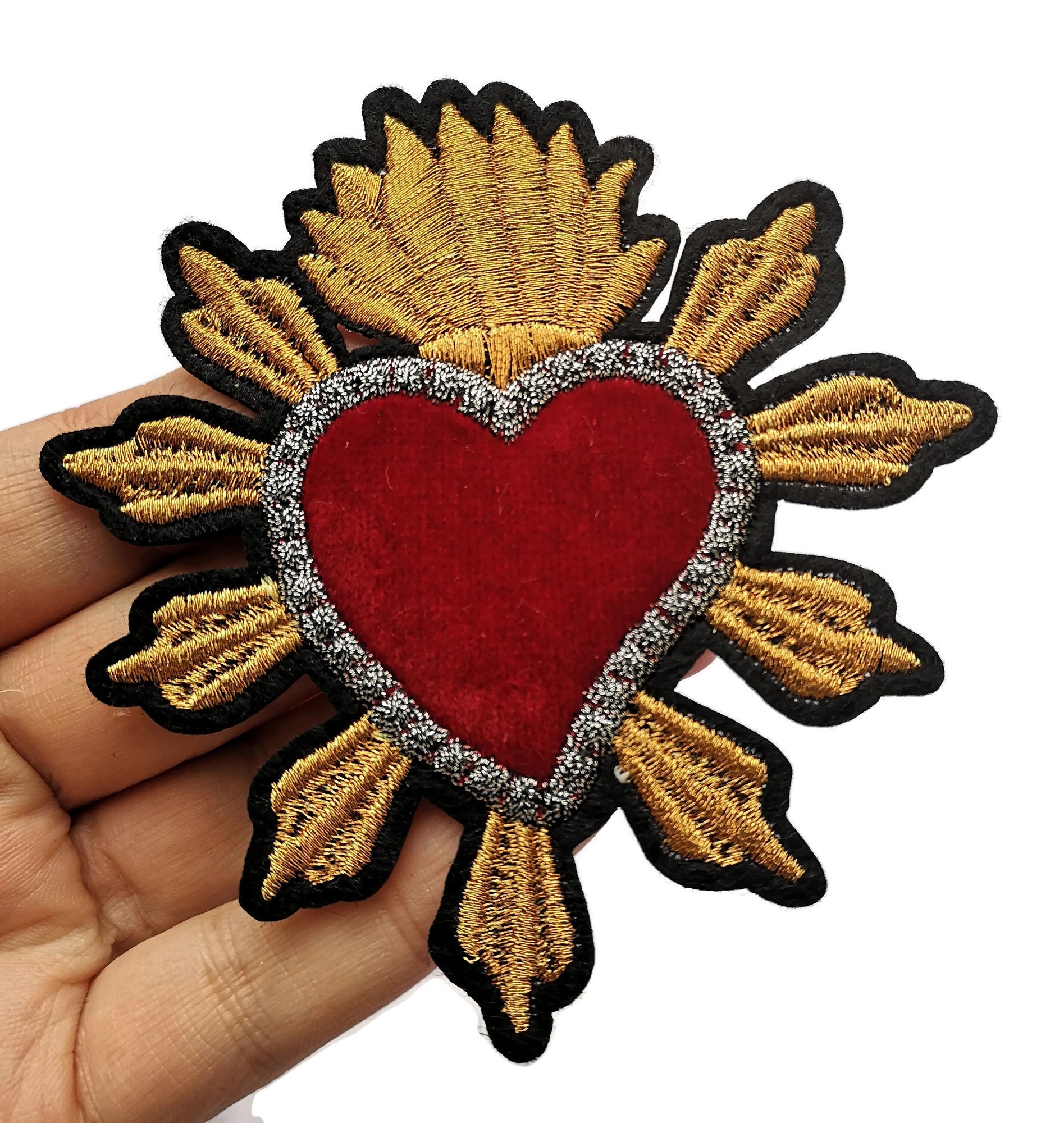 Fire Heart Flame Embroidery Patch – tackletwill