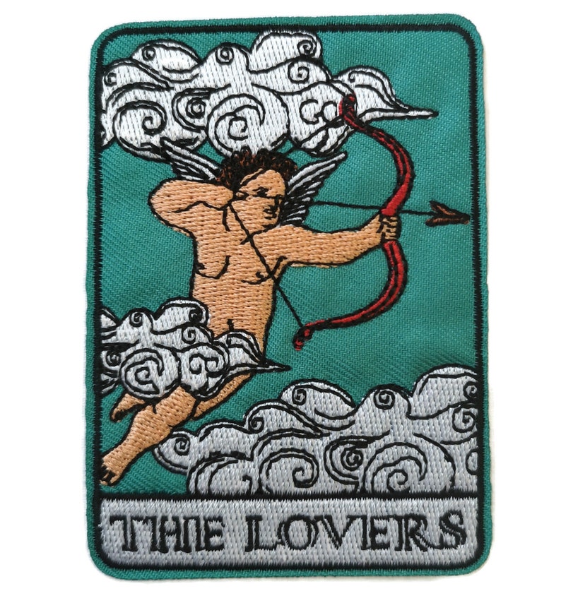 Fer brodé sur des écussons de cartes de tarot vintage, soleil, lune, mort, force, amants, empereur, impératrice, magicien et étoile The Lovers