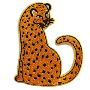 Leopard Spotty Embroidered Iron On Patch Applique Cut Out 8.5 cm