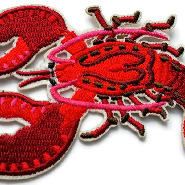 Lobster Embroidered Iron On Patch Applique Quality Cut Out