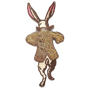 Écusson brodé en forme de lapin blanc Alice au pays des merveilles 20 cm (8 po.)
