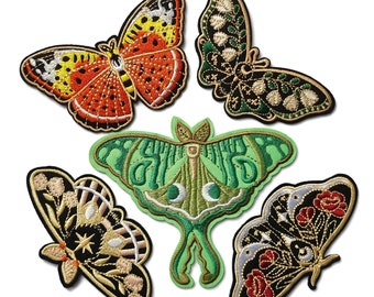 Embroidered Moth Patches Lunar Moth Butterfly Iron On