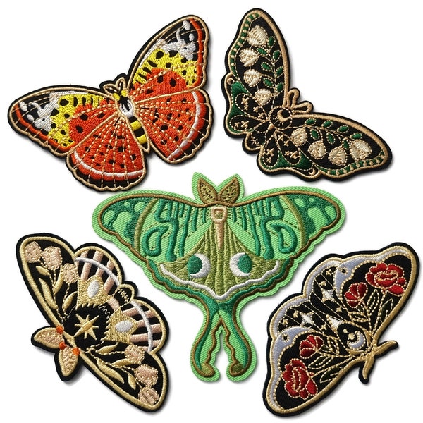 Embroidered Moth Patches Lunar Moth Butterfly Iron On