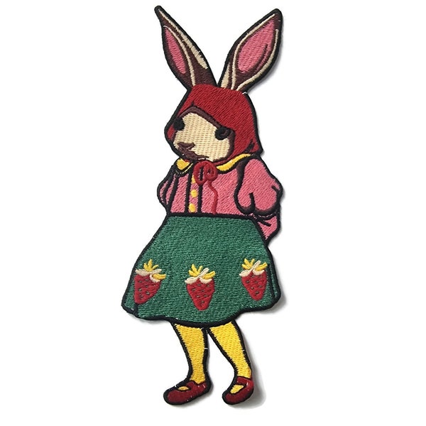 Lapin timide avec jupe fraise, patch d’applique de tapisserie douce 9 »