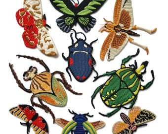 Embroidered Insect Patches Butterfly Beetle Moth Scarab Cicada  Maybug