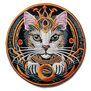 Hand Embroidered Cats Under The Stars Patches Hand Embroidered Cats Under The Stars Patches